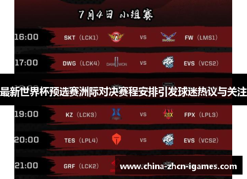 最新世界杯预选赛洲际对决赛程安排引发球迷热议与关注 最新世界杯预选赛洲际对决赛程安排引发球迷热议与关注